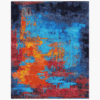Abstract wool silk hand knotted rug
