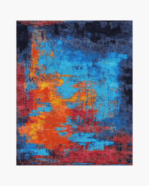 Abstract wool silk hand knotted rug