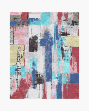 Modern abstract wool silk rug