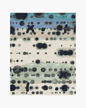 Artistic wool silk statement rug