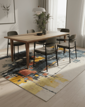 Contemporary designer silk wool rug