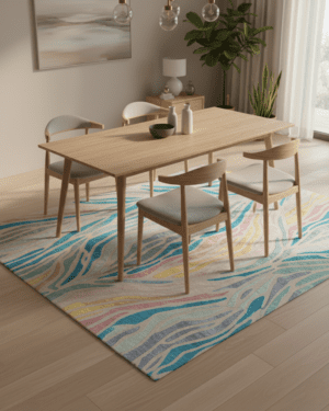Modern silk wool abstract area rug