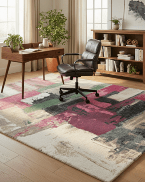 Designer wool silk area rug