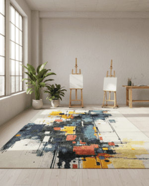 Contemporary designer silk wool rug