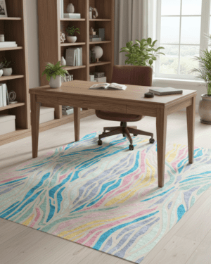 Modern silk wool abstract area rug