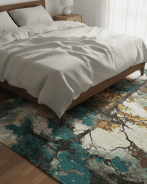 Luxury hand knotted silk area carpet