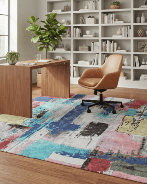 Modern abstract wool silk rug