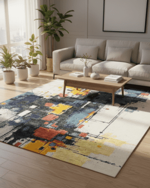 Contemporary designer silk wool rug