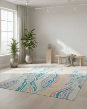 Modern silk wool abstract area rug