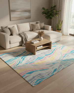 Modern silk wool abstract area rug