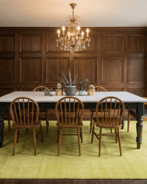 Chartreuse New Zealand wool rug