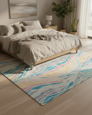 Modern silk wool abstract area rug